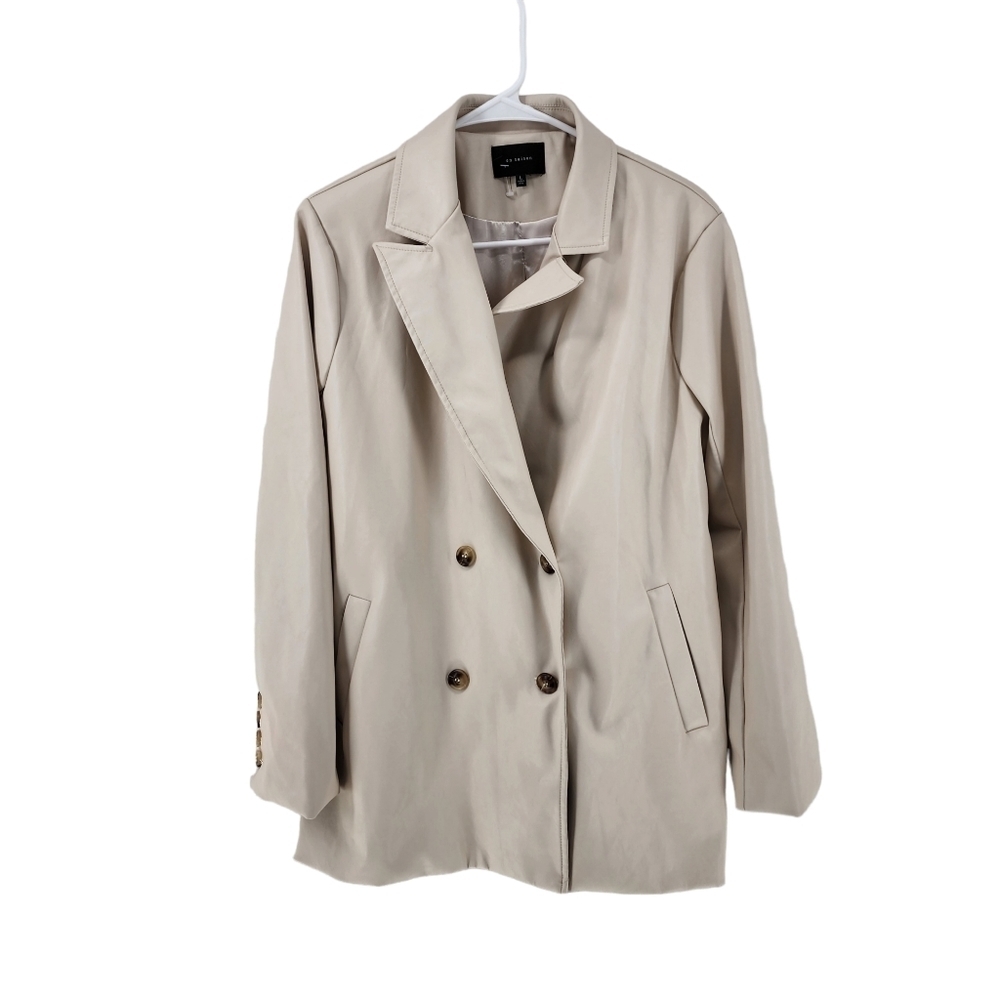 En Saison Women's Leather Double Breasted Blazer - L